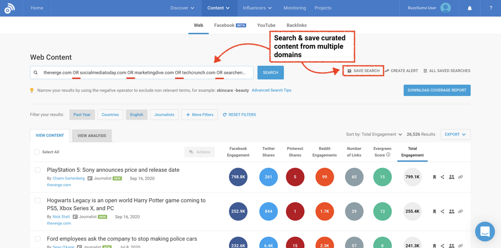 BuzzSumo interface