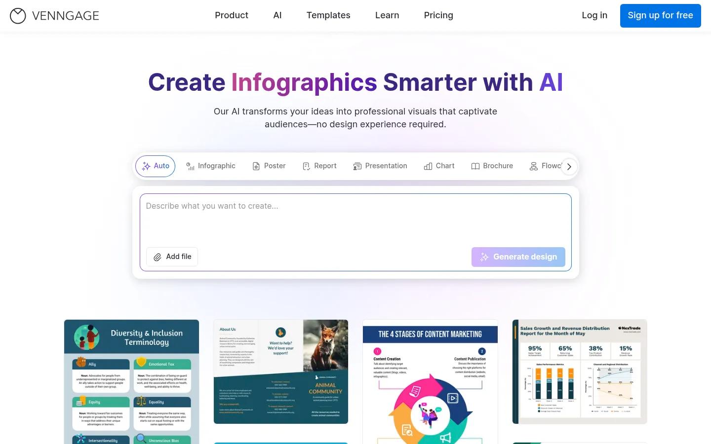 Venngage homepage screenshot