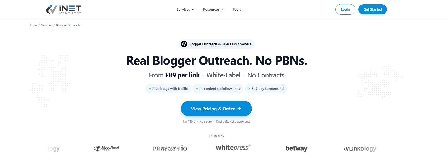 iNet Ventures blogger outreach service — white-label editorial placements