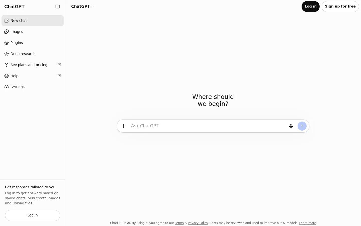 ChatGPT interface in October 2026