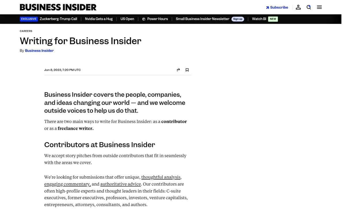 Business Insider contributor and editorial submission information