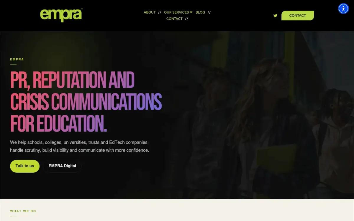 EMPRA homepage screenshot captured in October 2026