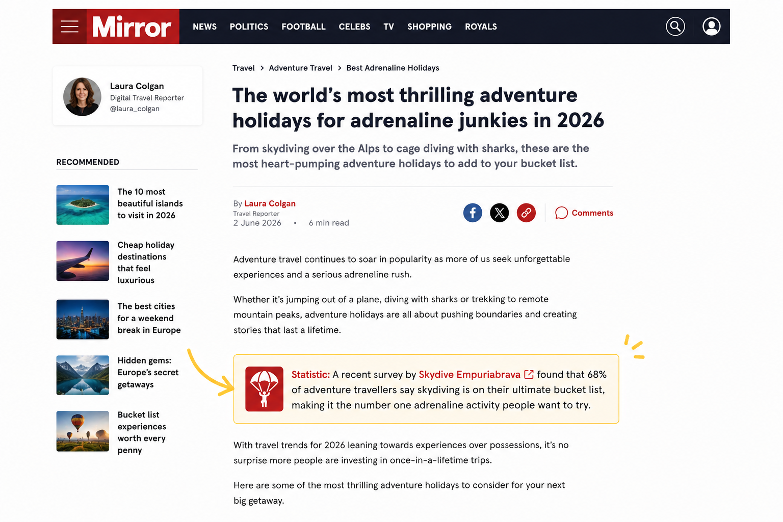 Digital PR campaign placement example