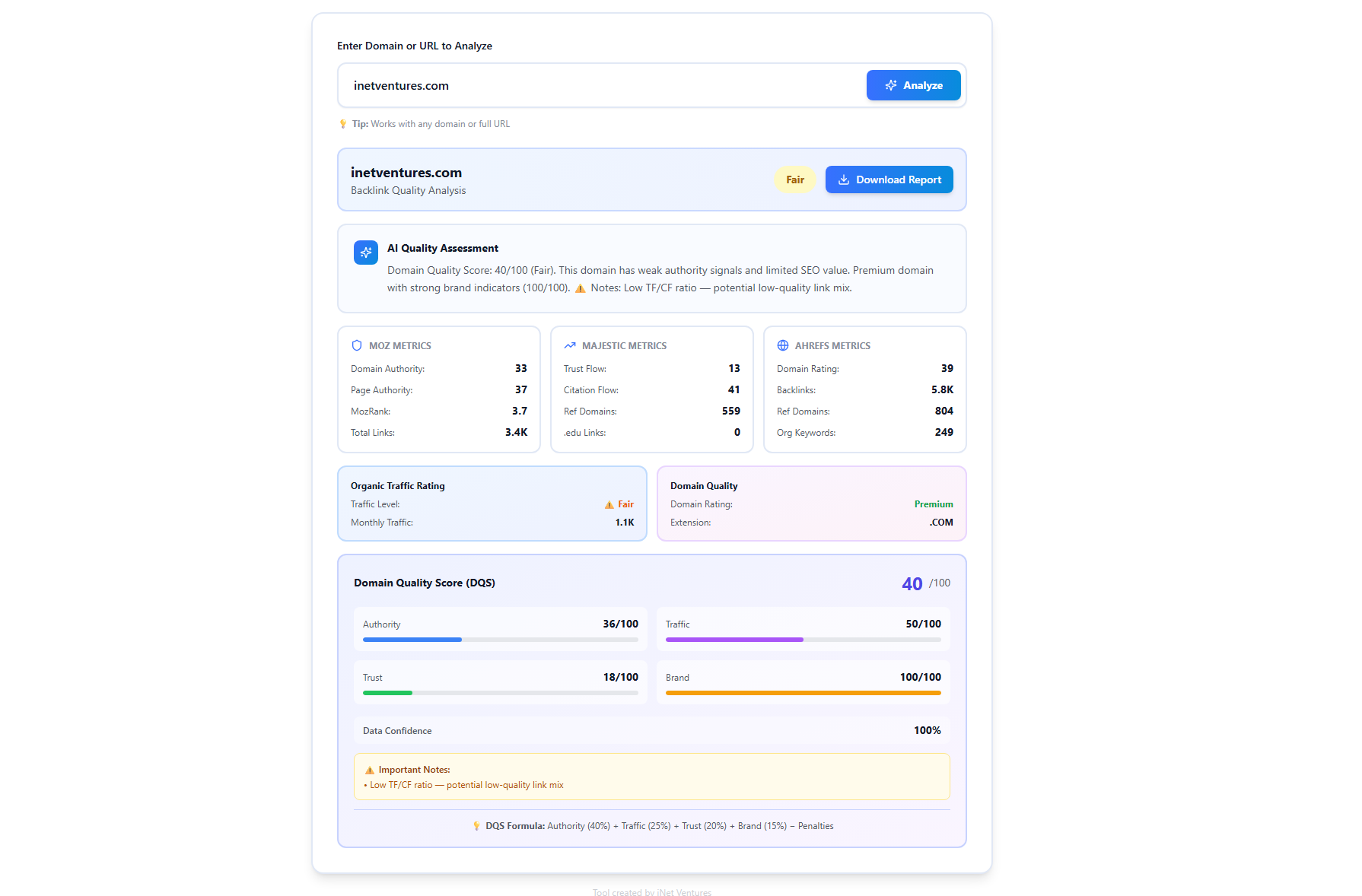 Backlink Analyzer Screenshot