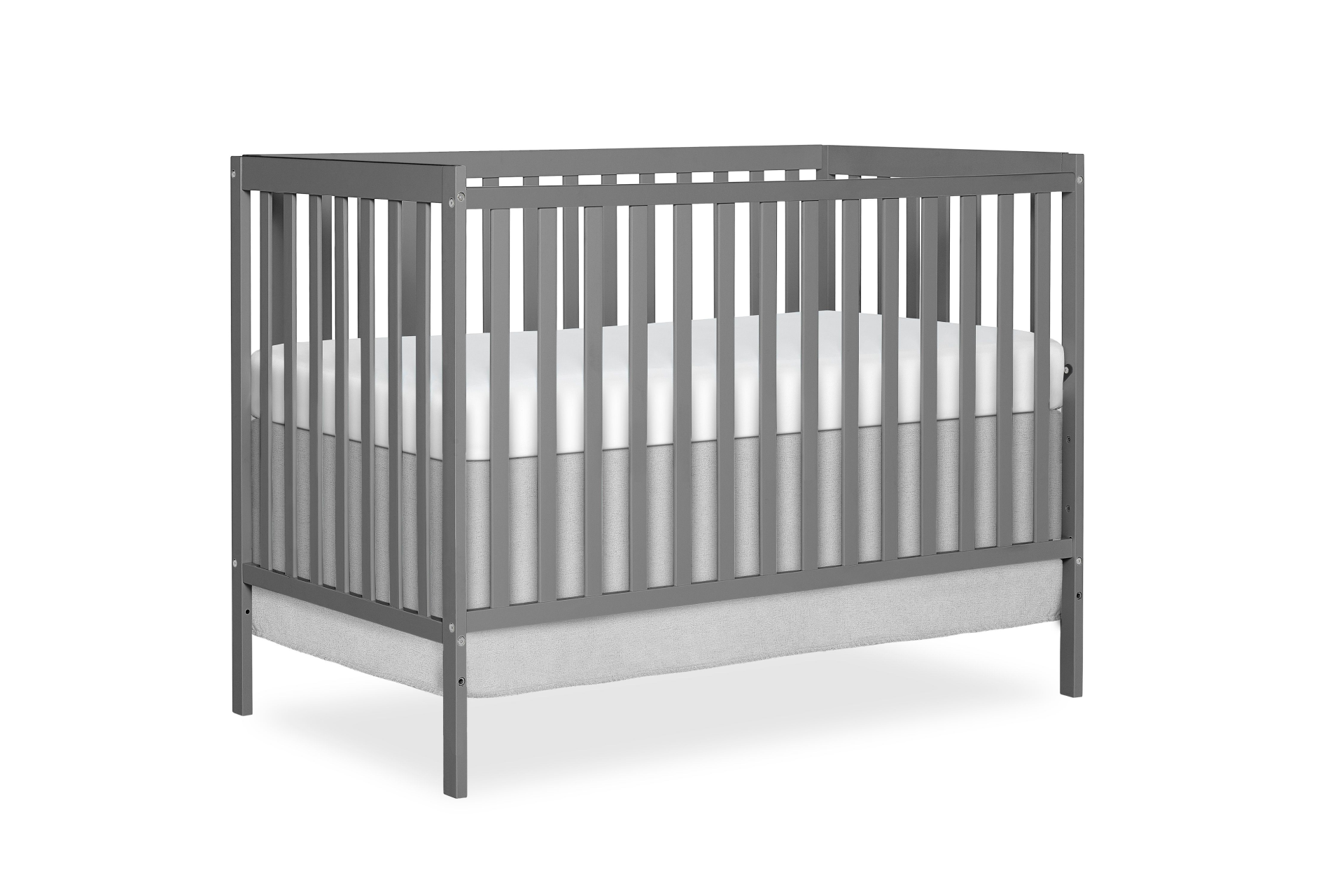 Dream on me Synergy Crib with vertical slats and a white mattress, shown against a white background.