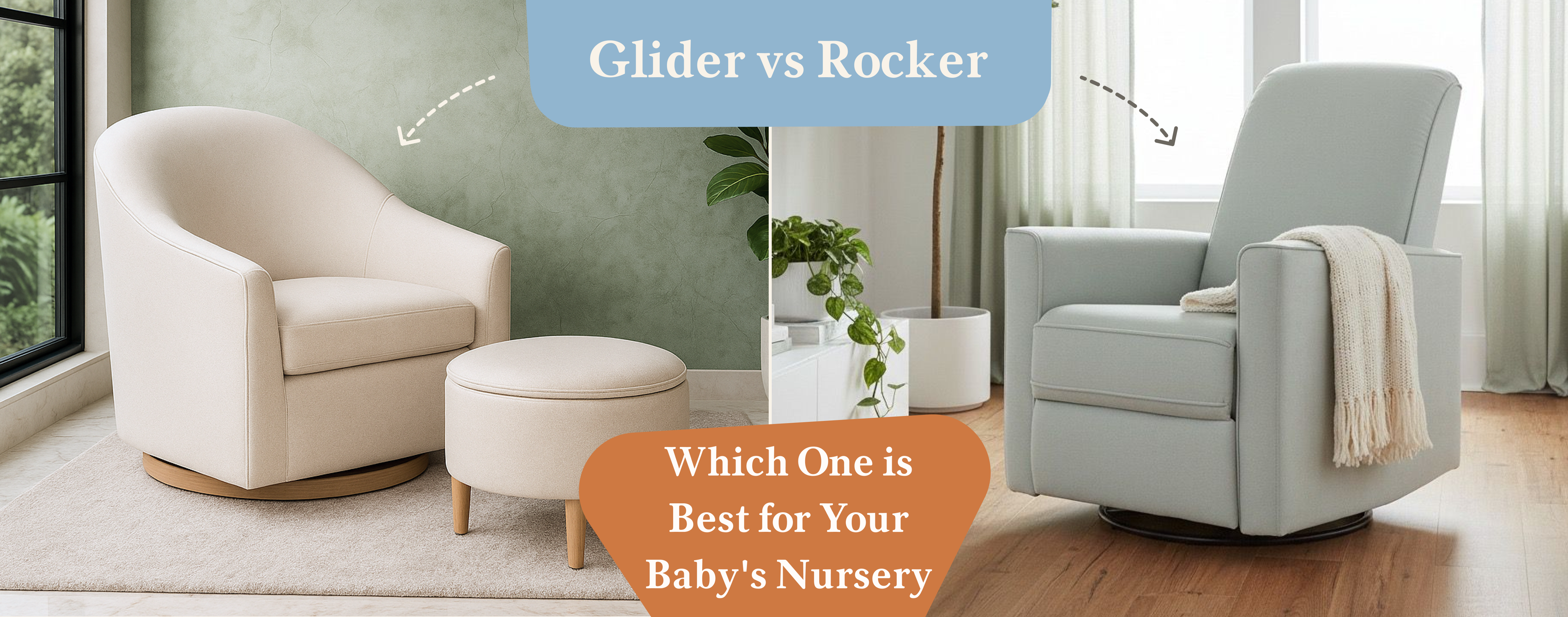 Glider chair vs rocker recliner comparison for baby nursery seating