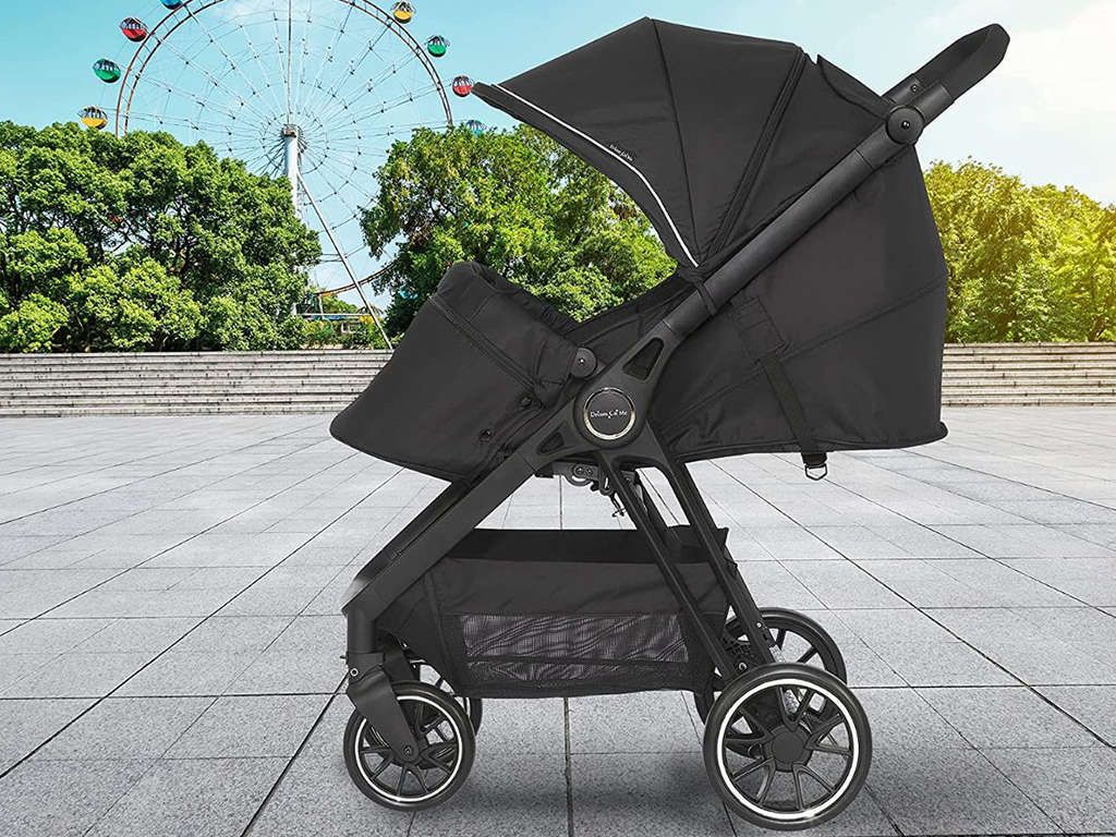 Durable stroller with roomy seat and large storage for daily use