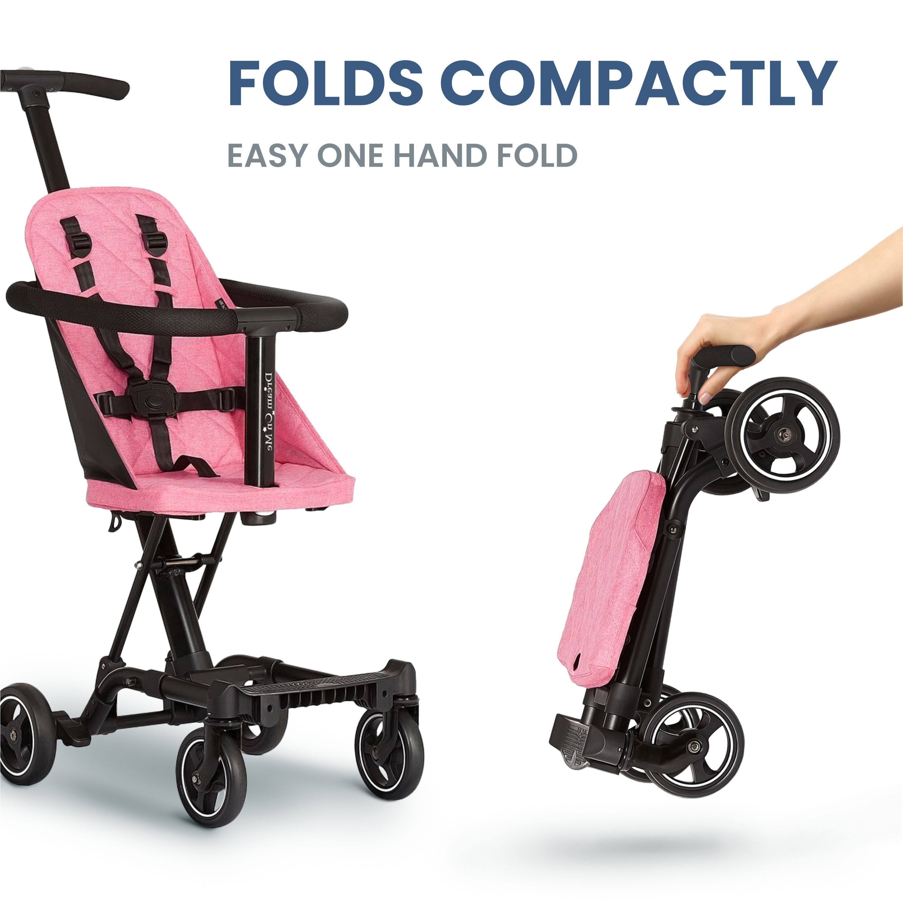 Showcasing the compactibility of Dream On Me Coast Rider stroller