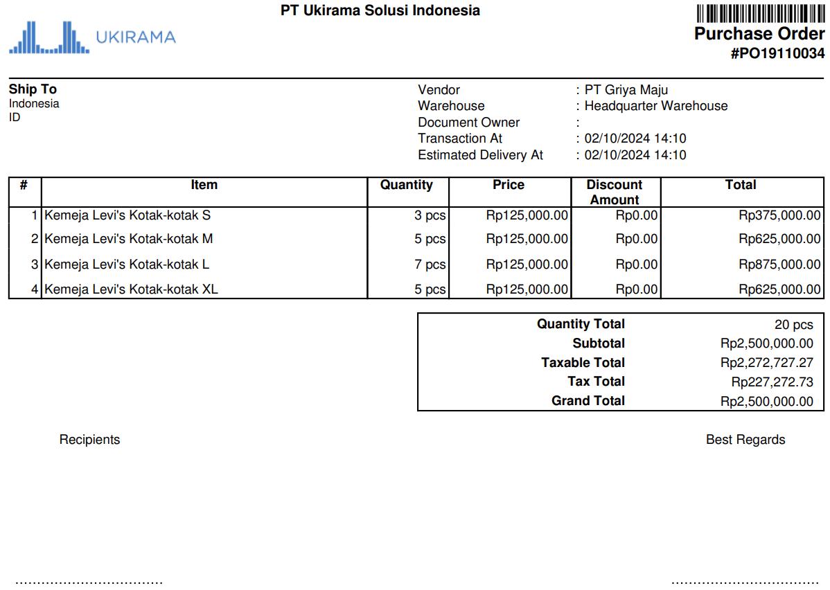 Contoh Purchase Order