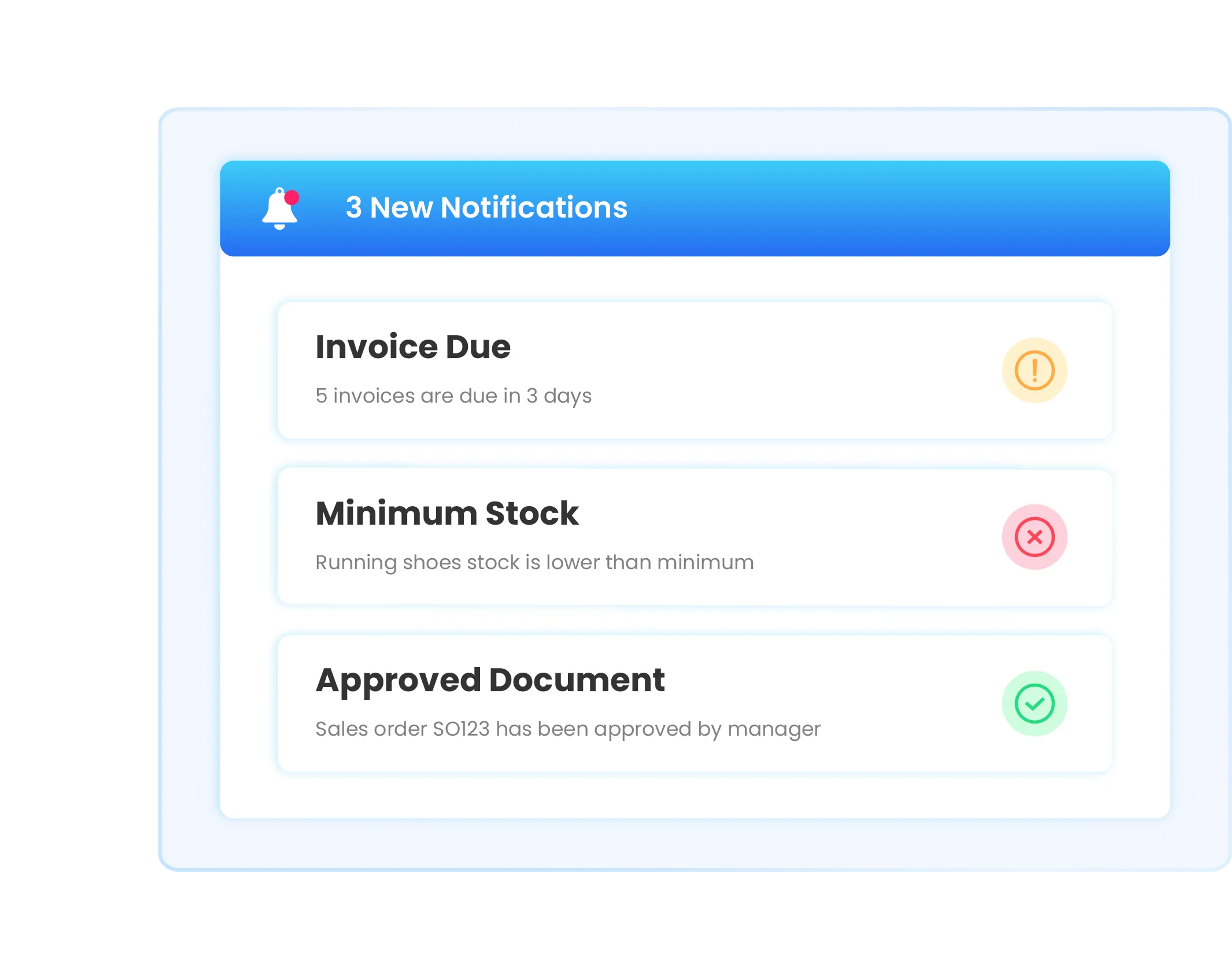 Notification feature illustration on Ukirama ERP