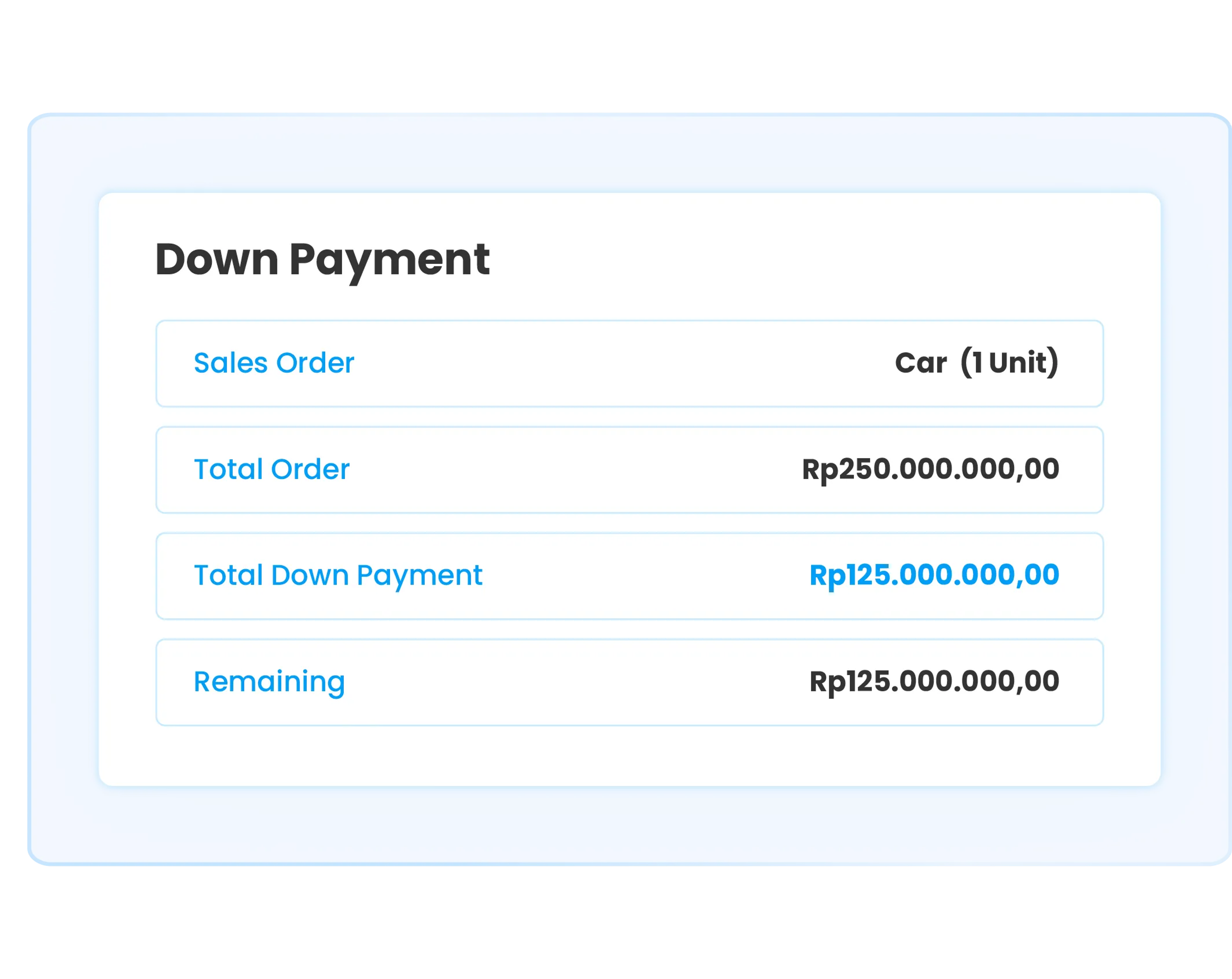Down payment feature in Ukirama ERP