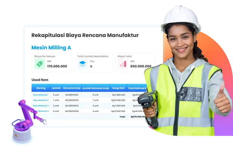 Ilustrasi Laporan Biaya Rencana Manufaktur di software Ukirama ERP