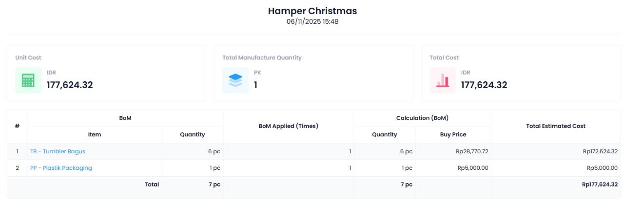 Ilustrasi perhitungan COGS di Ukirama ERP