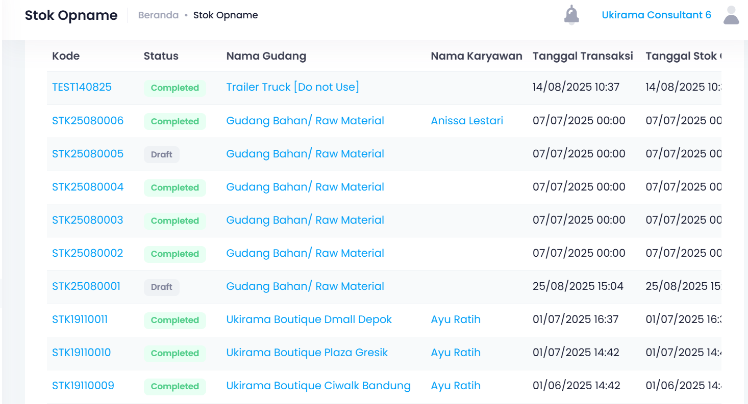 Fitur Stok Opname Ukirama