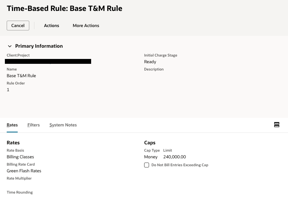screenshot of time-based rule