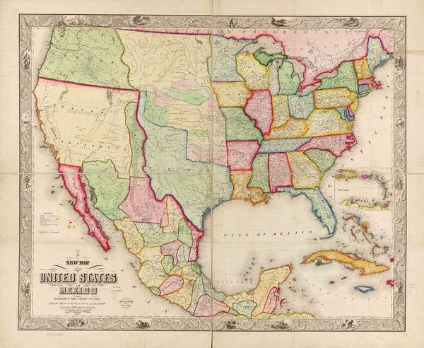 Old map of the United States.