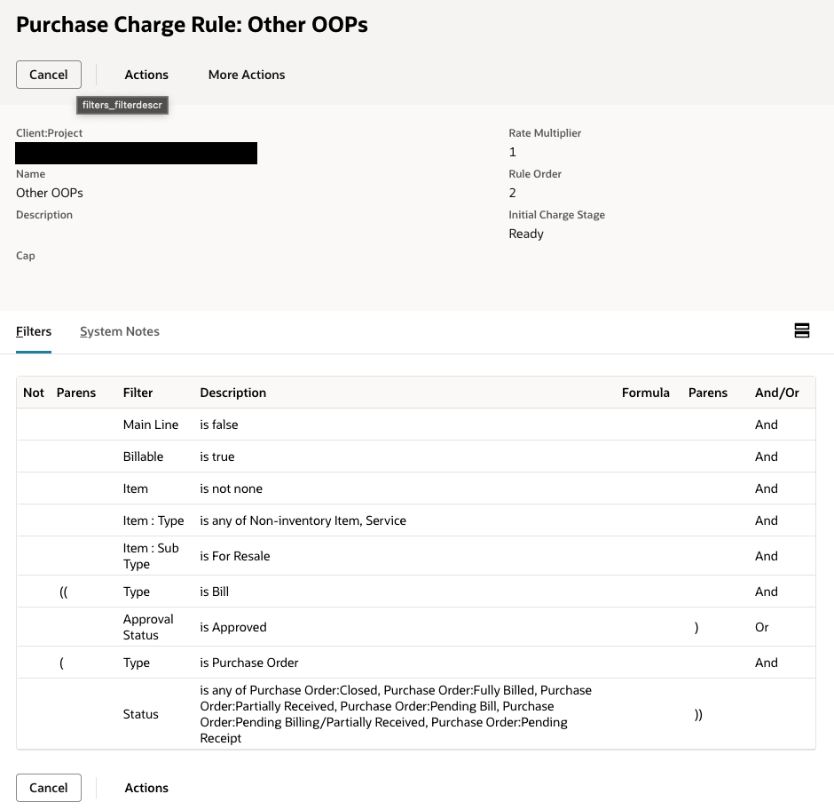screenshot of default purchase rule