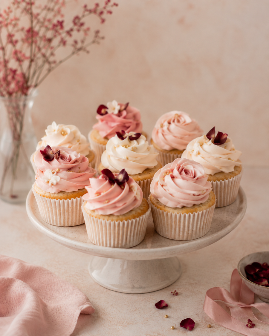 Cupcakes with pretty piped frosting from Velvet Sugar Bakes