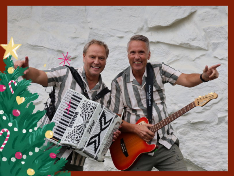 To karer med trekkspill og gitar.