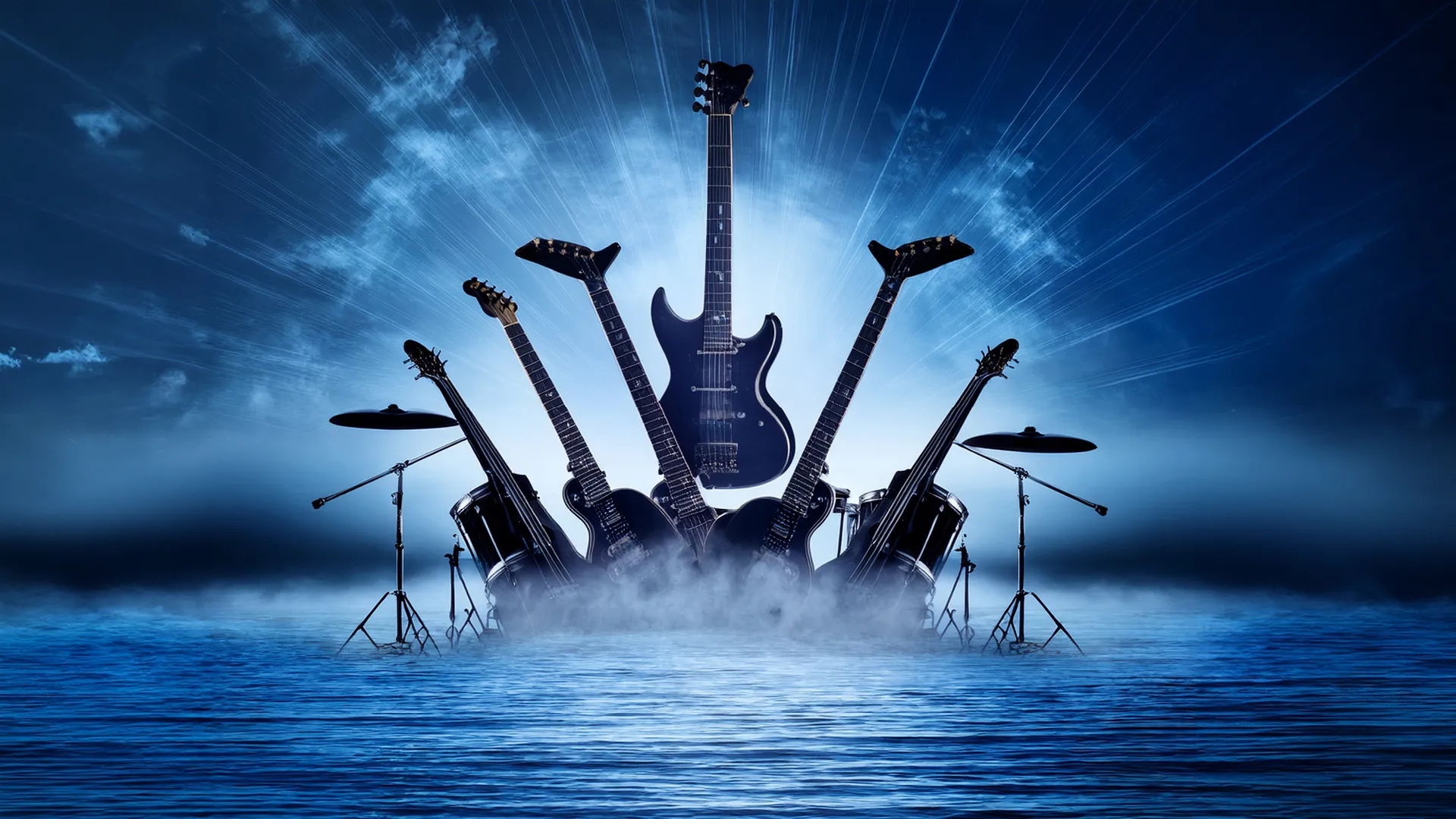 Gitarer på en scene.