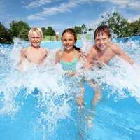 Her finner du et gigantisk vannland. Vannet holder 27 grader. Foto: Fårup Sommerland