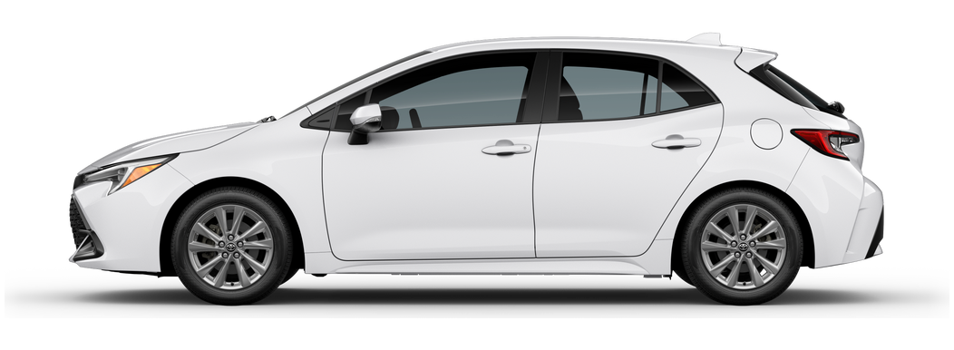 Side profile of a 2025 corollahatchback Corolla Hatchback SE 2.0L 4-Cyl. Engine Front-Wheel Drive