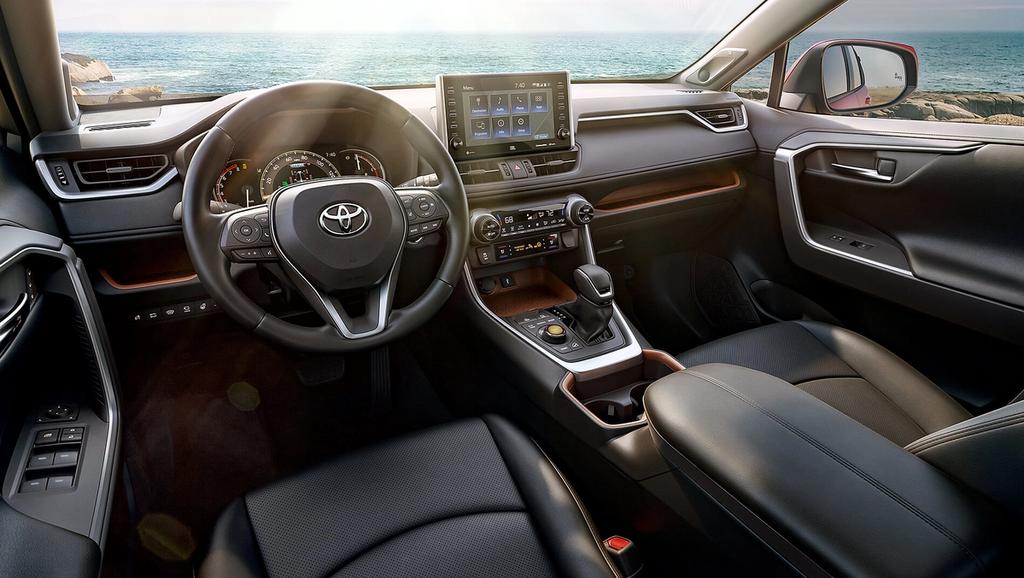 inside Toyota RAV4 parked at the ocean