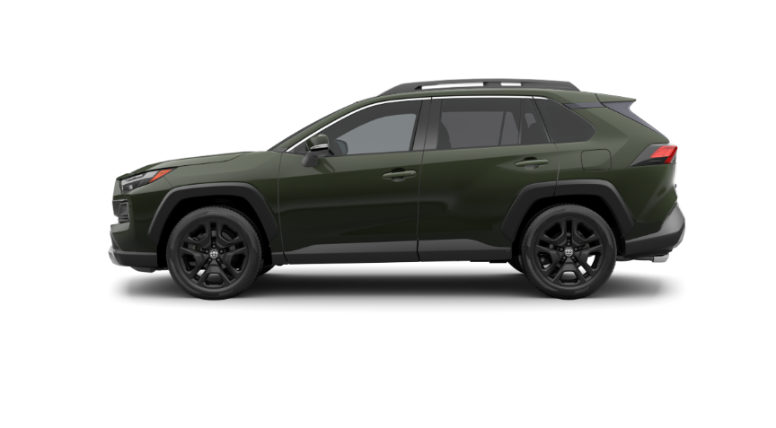 exterior side image of a Green 2024 Toyota RAV4 XP with XSeries accessories package