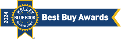 Logo for the 2024 Kelley Blue Book Best Buy Awards. The design features a blue banner with "Best Buy Awards" in white text.