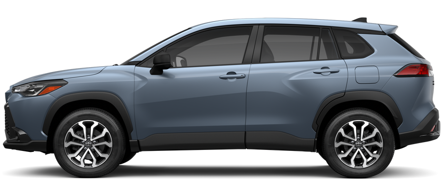 Side profile of a 2025 corollacross Corolla Cross Hybrid 2.0L 4-Cyl. Engine All-Wheel Drive