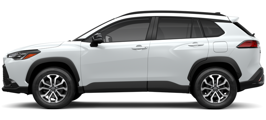 Side profile of a 2025 corollacross Corolla Cross Hybrid SE 2.0L 4-Cyl. Engine All-Wheel Drive