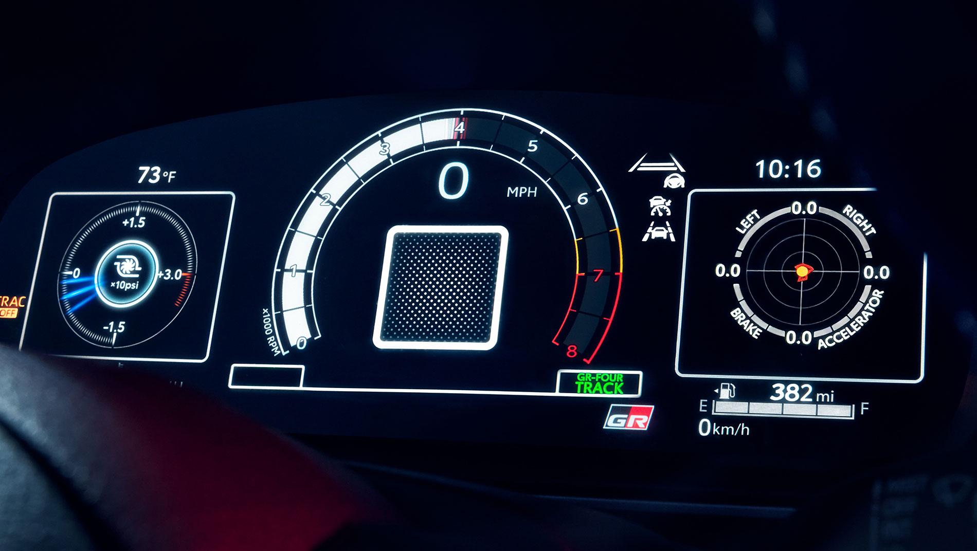 Dashboard of a 2024 Toyota GR Corolla