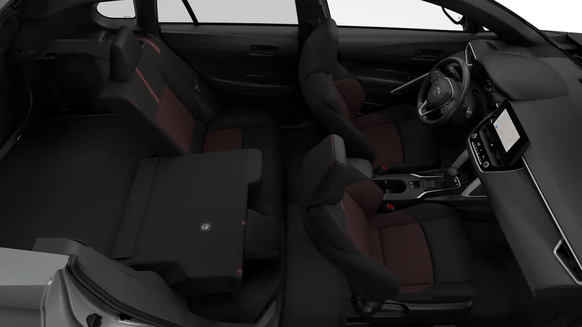 An Interior Angle of A 2025 corollacross Corolla Cross Hybrid Nightshade 2.0L 4-Cyl. Engine All-Wheel Drive