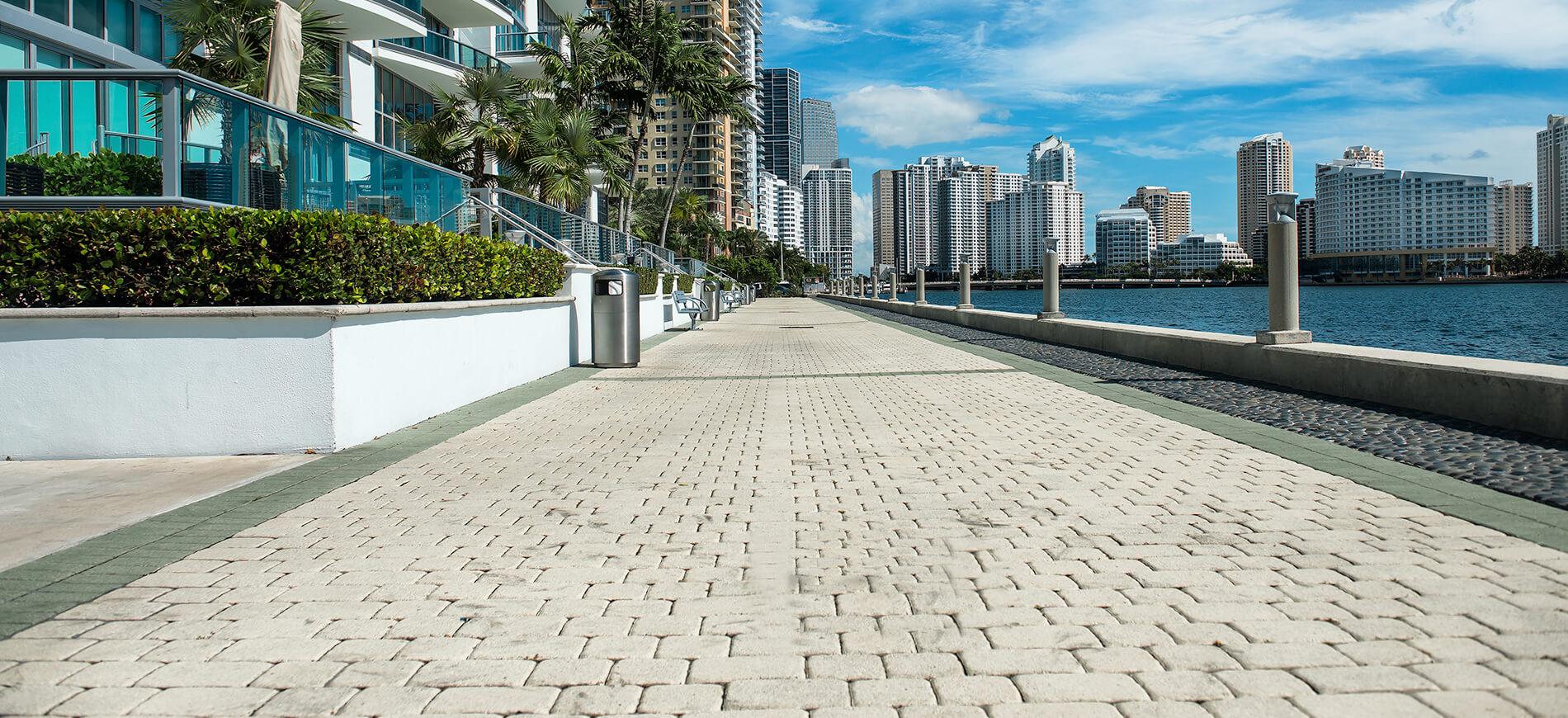 Miami boardwalk along water