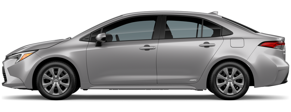 Side profile of a 2026 corolla Corolla Hybrid LE 1.8L 4-Cyl. CVT All-Wheel Drive