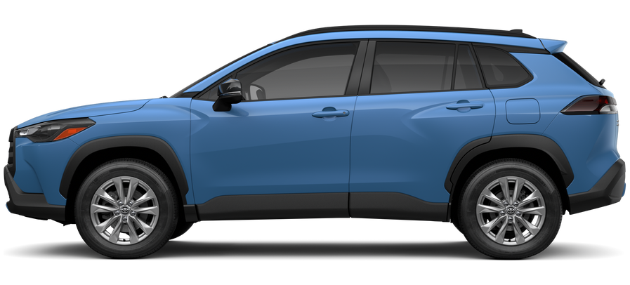 Side profile of a 2026 corollacross Corolla Cross LE 2.0L 4-Cyl. Engine Front-Wheel Drive