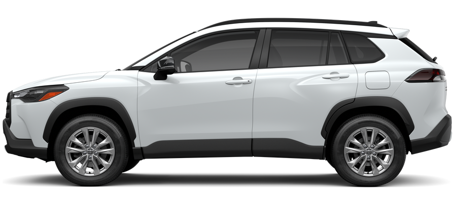 Side profile of a 2026 corollacross Corolla Cross LE 2.0L 4-Cyl. Engine Front-Wheel Drive