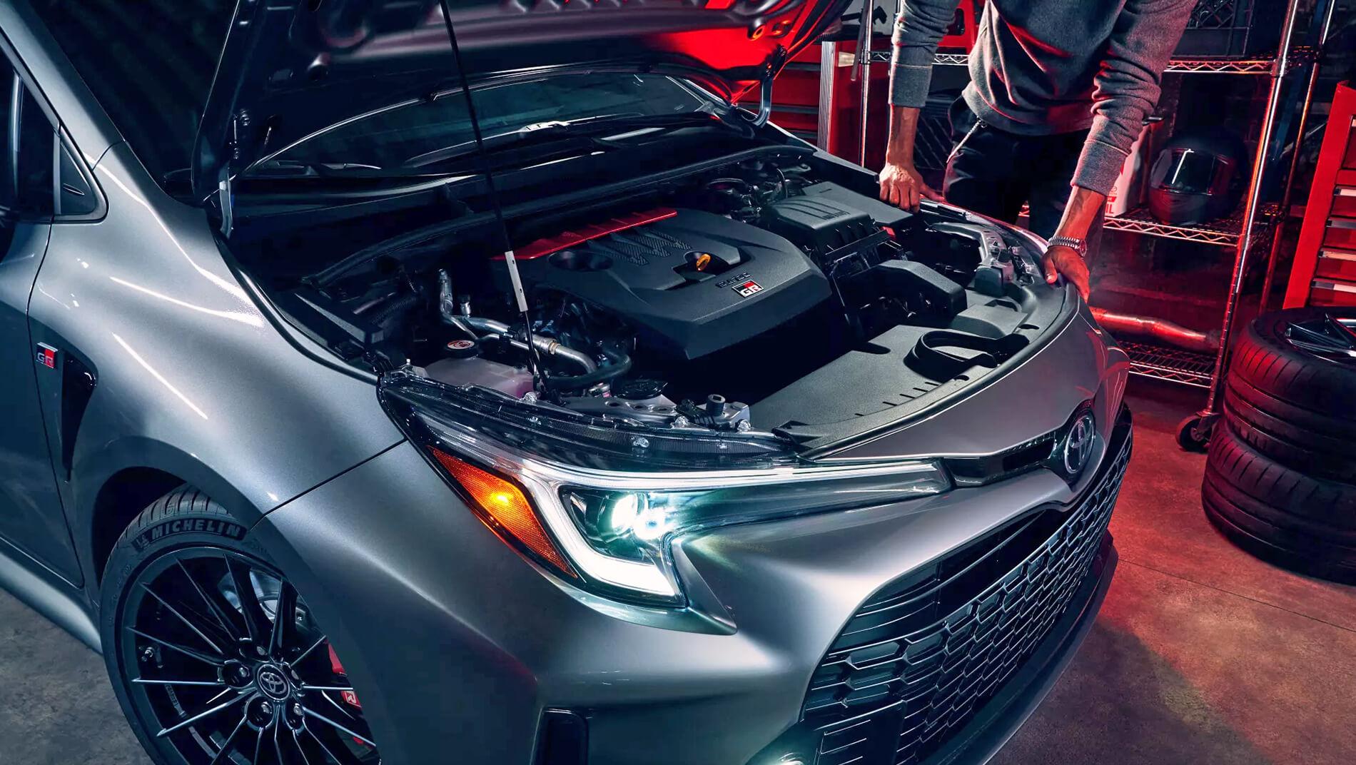 under the hood of a 2023 Toyota GR Corolla