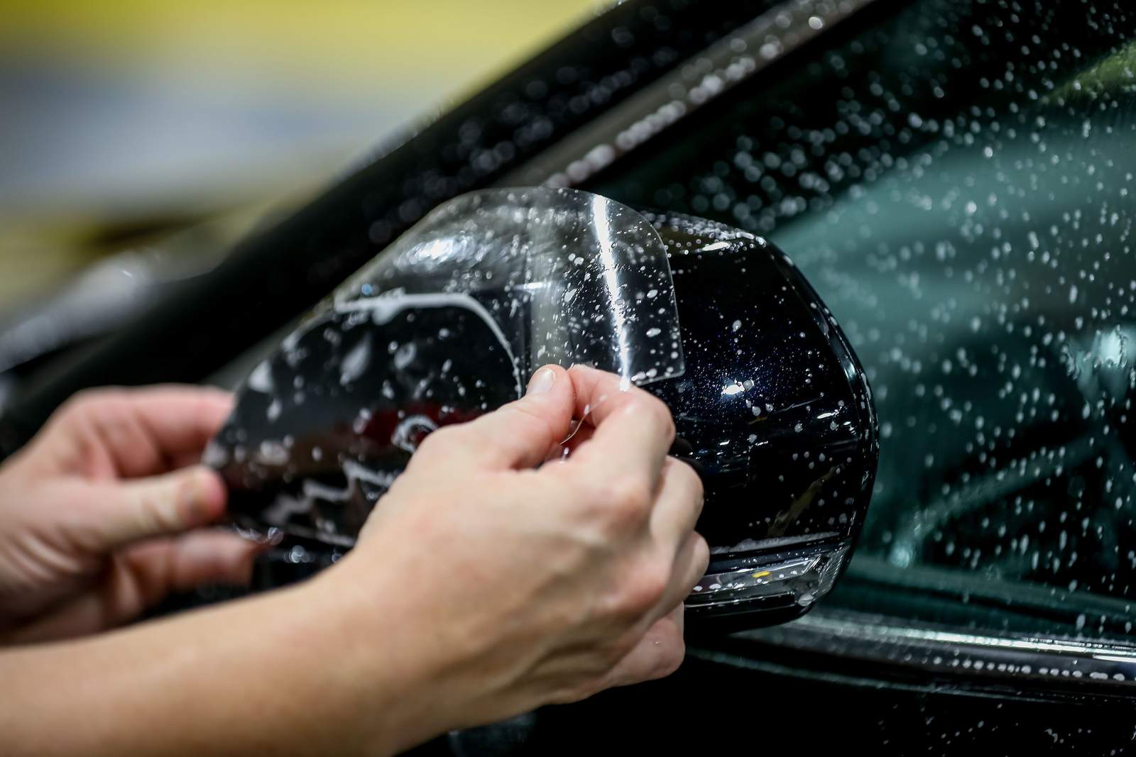 Clear Coat Pain Protection installation on mirror