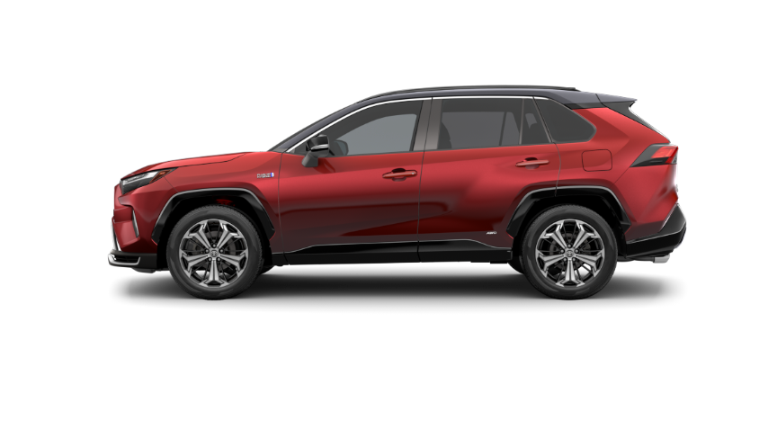exterior side image of a Red 2024 Toyota RAV4 XP with XSeries accessories package