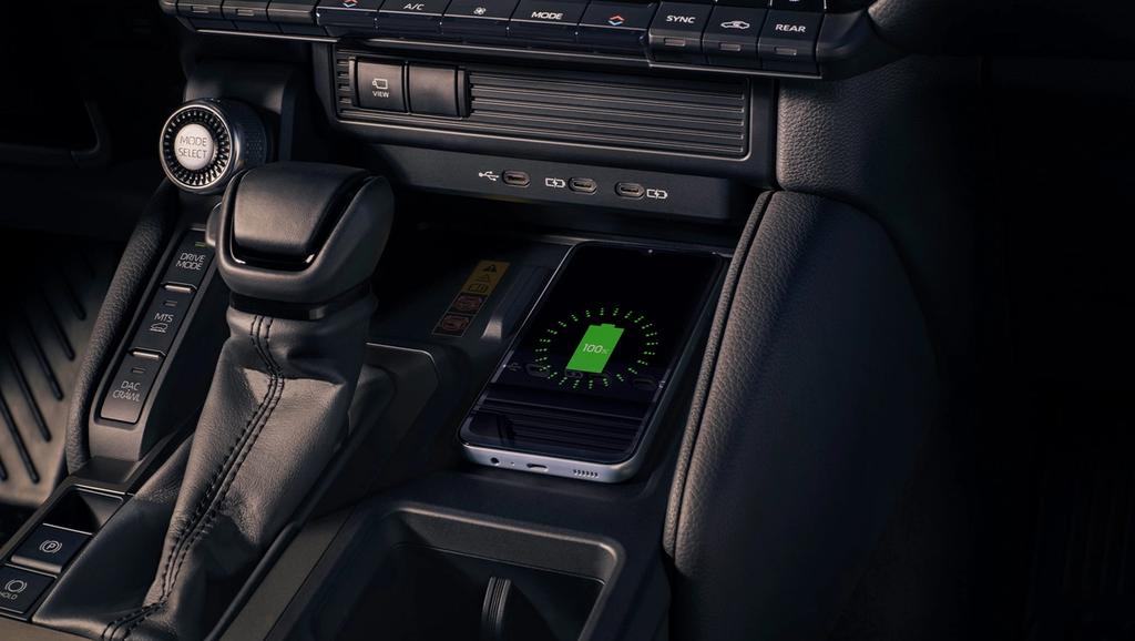 2025 Land Cruiser hybrid gear shifter and wireless phone charger