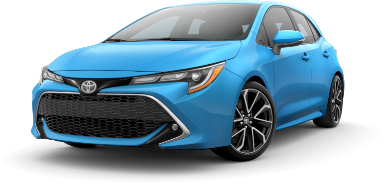 exterior image of a blue Toyota Corolla hatchback