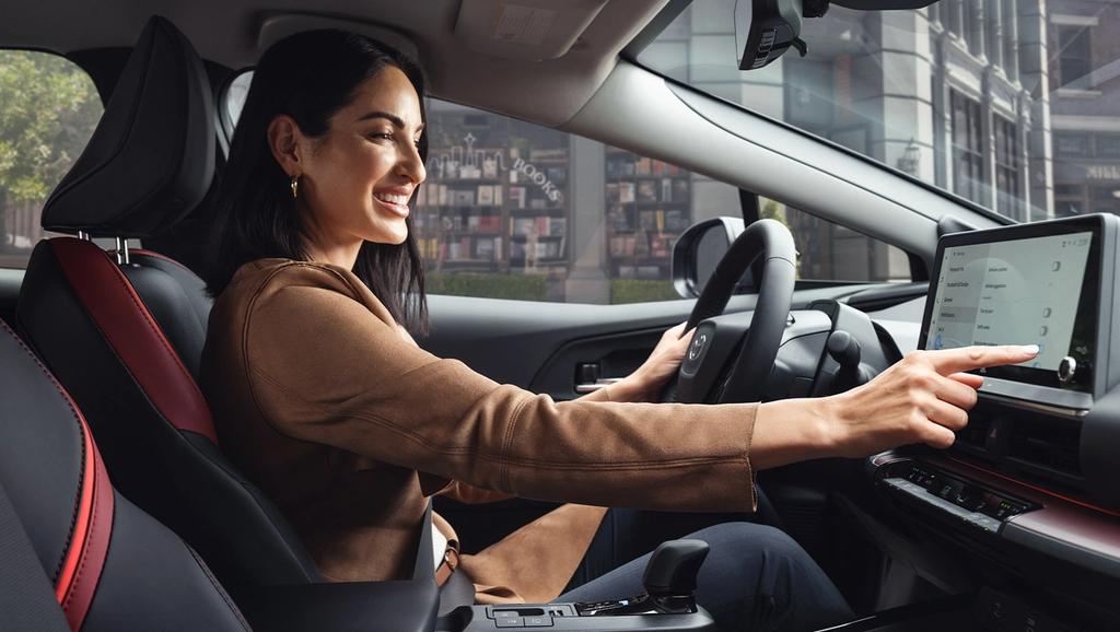Promotional image from Toyota showing a vehicle, accessories, or people using the vehicle in everyday or outdoor environments.