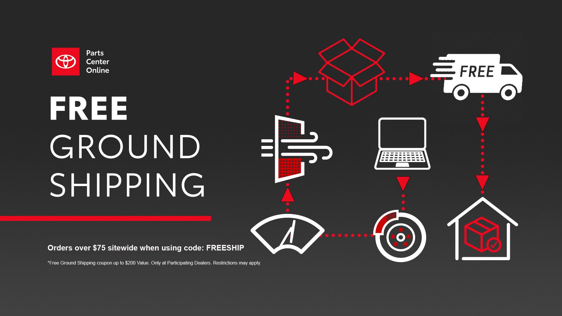 Free Ground Shipping on Toyota Parts orders over $75 with code