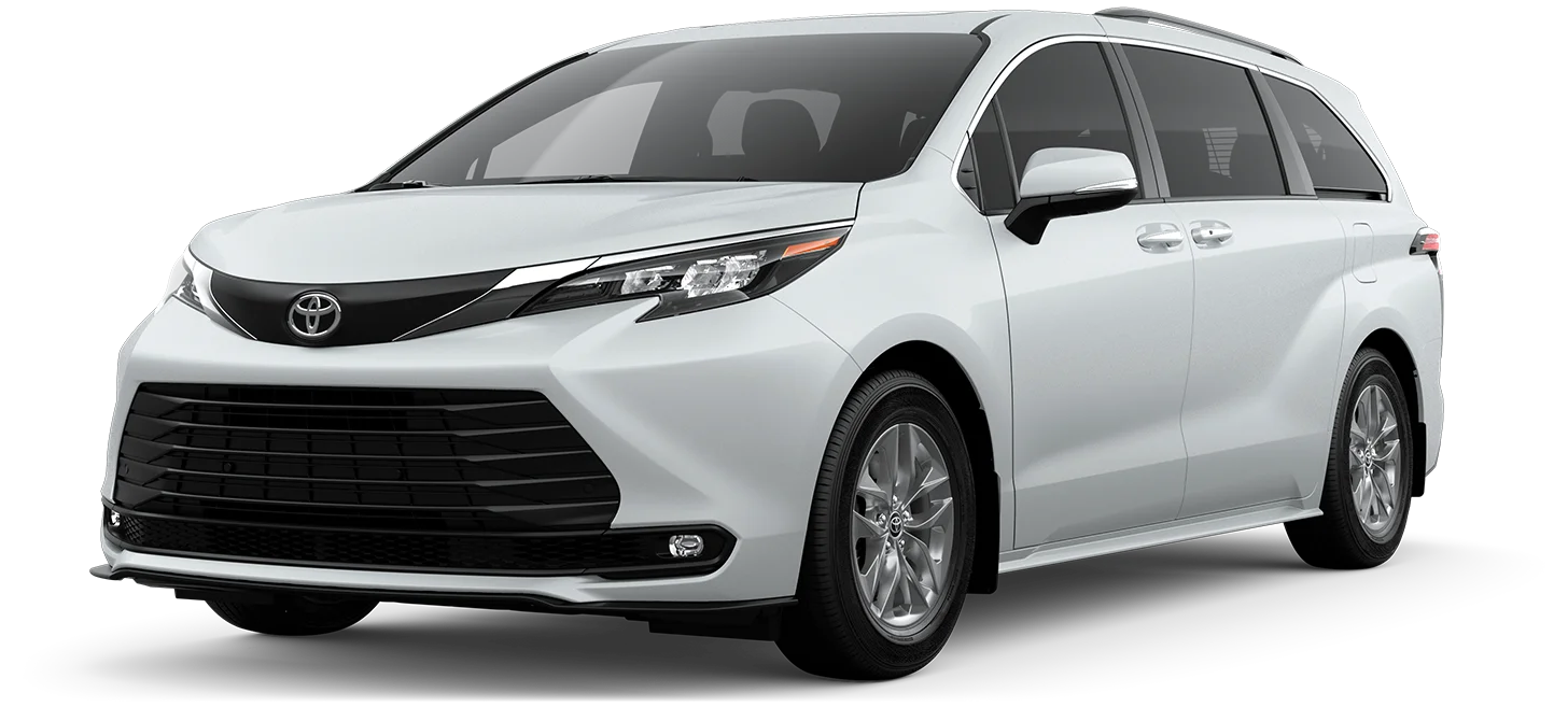 Promotional image of a 2025 or 2026 Toyota sedan, truck, or SUV hybrid vehicle shown in side profile on a white background.