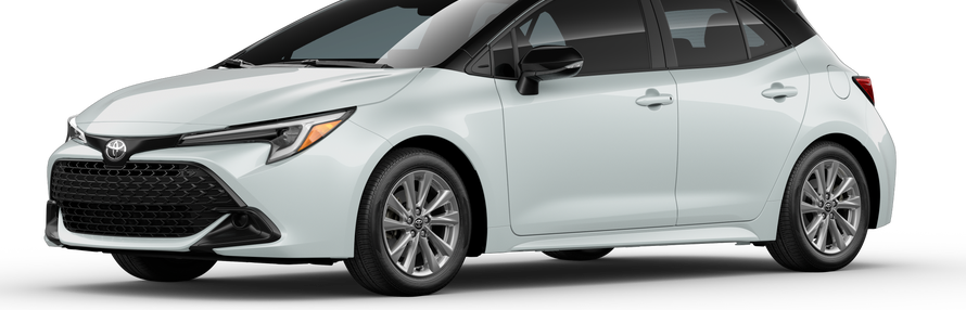 An Exterior Angle of A 2025 corollahatchback Corolla Hatchback SE 2.0L 4-Cyl. Engine Front-Wheel Drive
