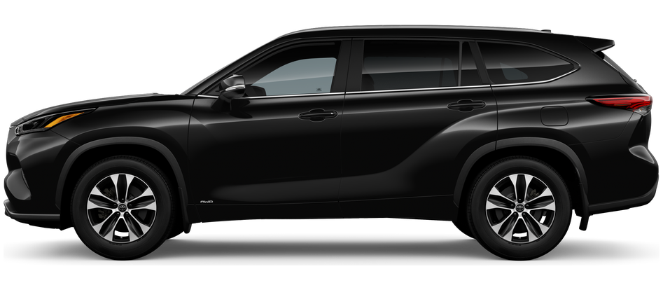 Side profile of a 2026 highlander Highlander Hybrid XLE 2.5L 4-Cyl. Engine All-Wheel Drive