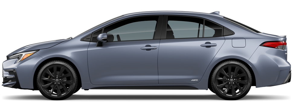 Side profile of a 2026 corolla Corolla Hybrid SE 1.8L 4-Cyl. Engine All-Wheel Drive