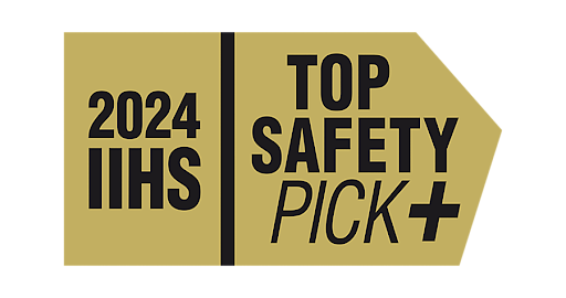 Gold badge with "2024 IIHS Top Safety Pick+" text.