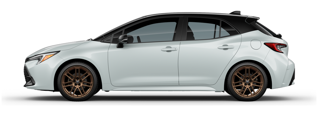 Side profile of a 2025 corollahatchback Corolla Hatchback Nightshade 2.0L 4-Cyl. Engine Front-Wheel Drive